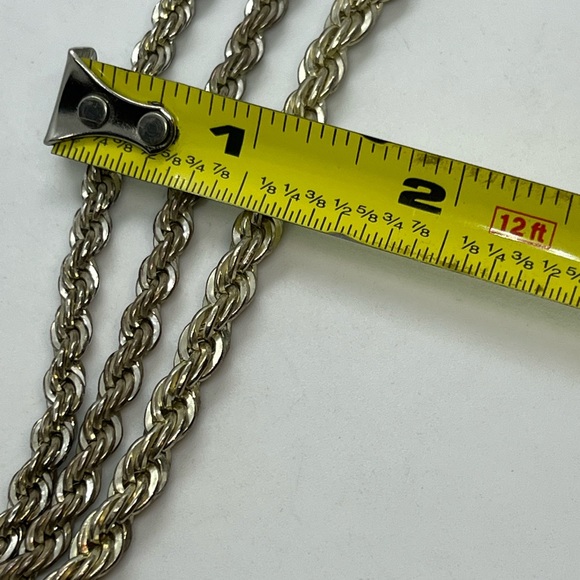 90 grams Vintage sterling silver thick rope chain long necklace & bracelet set - Picture 2 of 16
